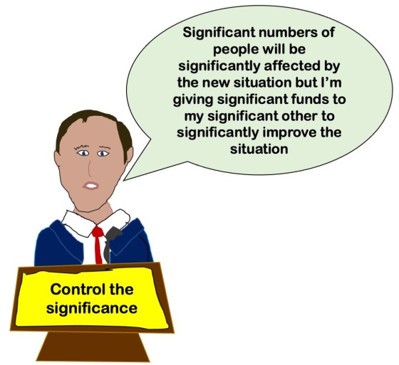 Matt Hancock cartoon making a speech where he overuses significant